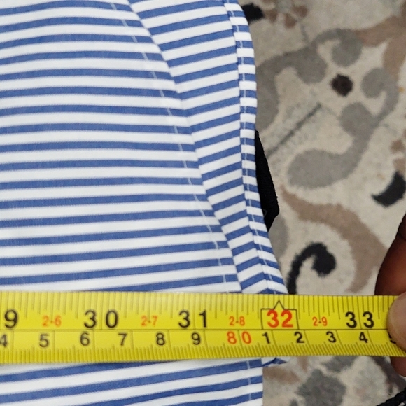 Lauren Ralph Lauren Dress Shirt Men's Size 17.5  36/37 Blue Striped Classic Fit - Picture 9 of 10